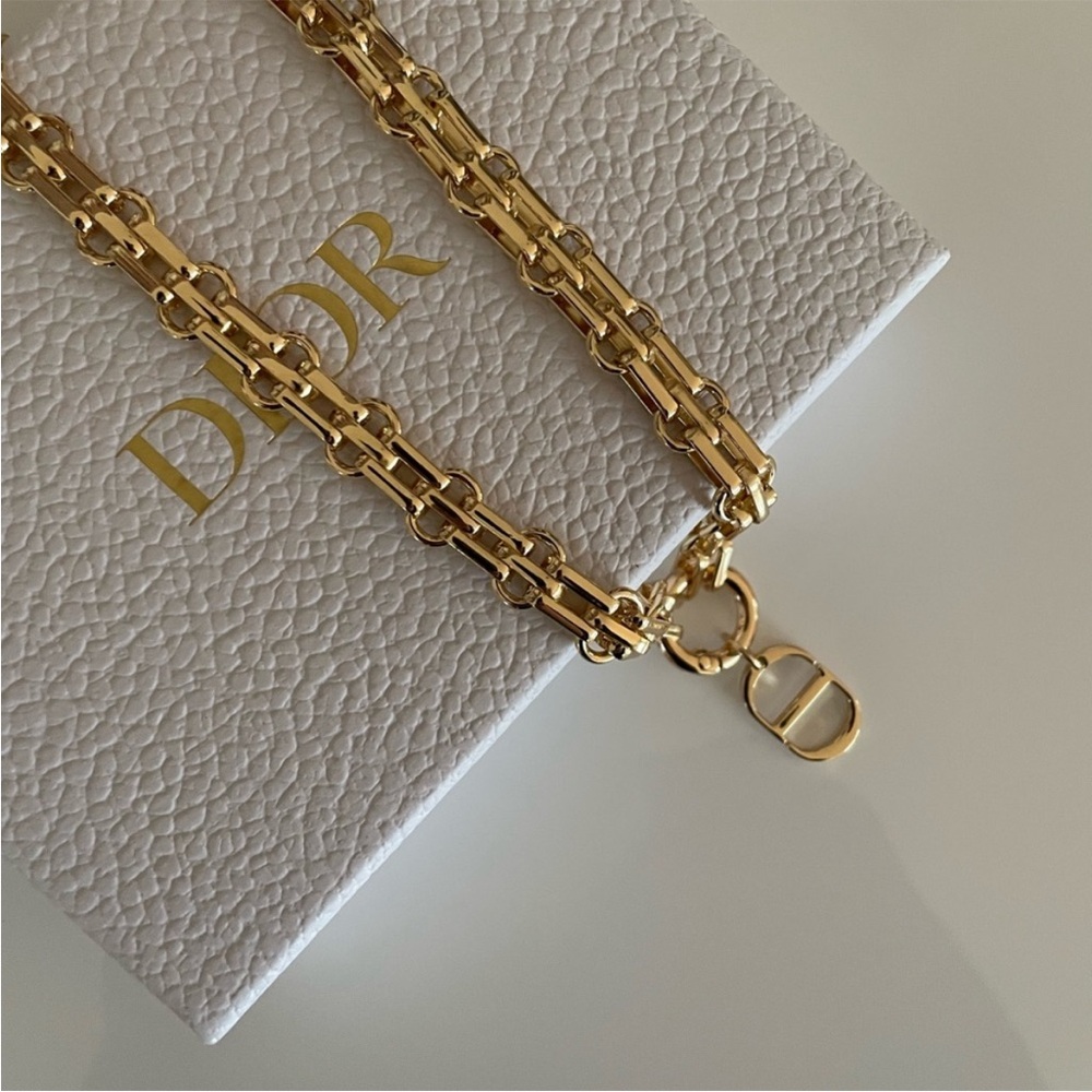 DIOR CD necklace pendant gold chain LOGO rare